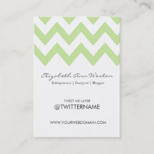 Twitter Business Cards Green Tea Chevron- Portrait