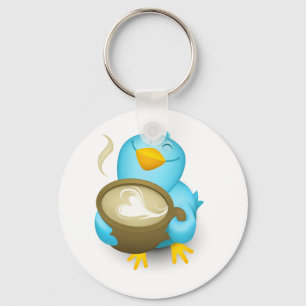 Twitter Coffee Bird Key Ring