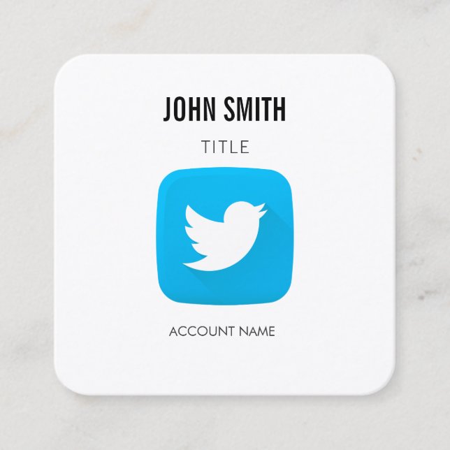 Twitter Icon Logo Editor PROFILE Promotional Square Business Card (Front)