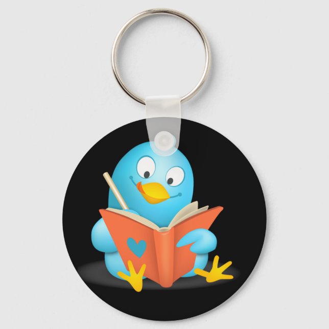 Twitter Mania - Twitter Bird Reading Key Ring (Front)
