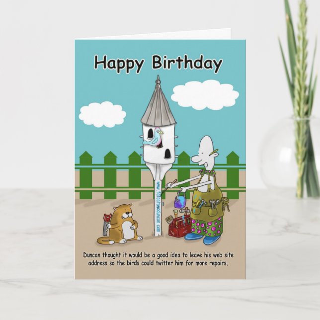 twitter me funny Happy Birthday card (Front)