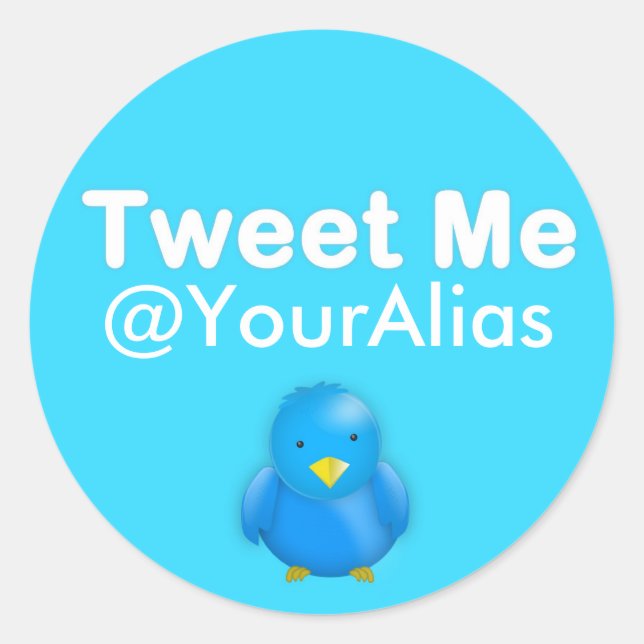 Twitter Sticker: Tweet Me @YourAlias Classic Round Sticker (Front)