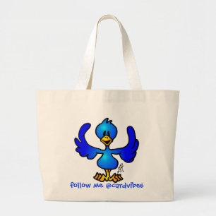 Twittering blue Bird Large Tote Bag