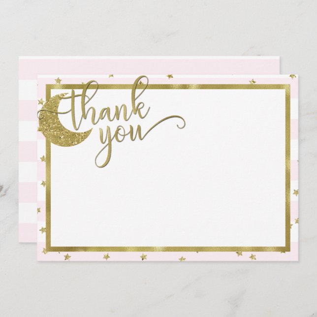 Twnkle little star pink gold thank you card (Front/Back)