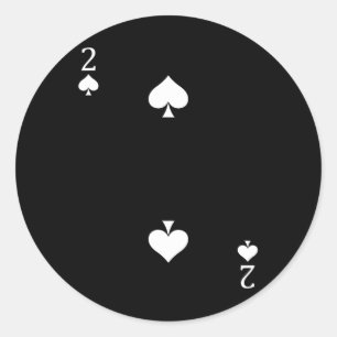 Two (2) Of Spades Poker Card Playing Card  Classic Round Sticker