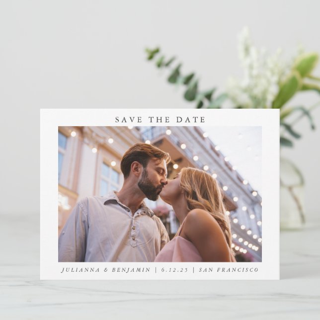 Two 2 Photo Minimalist Modern Elegant Wedding Save The Date (Standing Front)