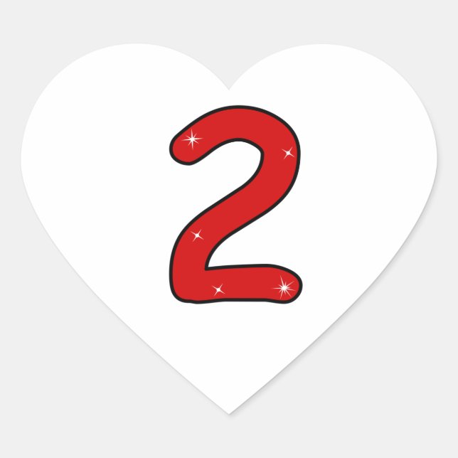 two, 2 years, second, 2 year old, date, number 2,  heart sticker (Front)