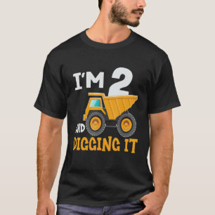 Two 2nd Birthday Boy Digger Boy Construction 2 Yea T-Shirt