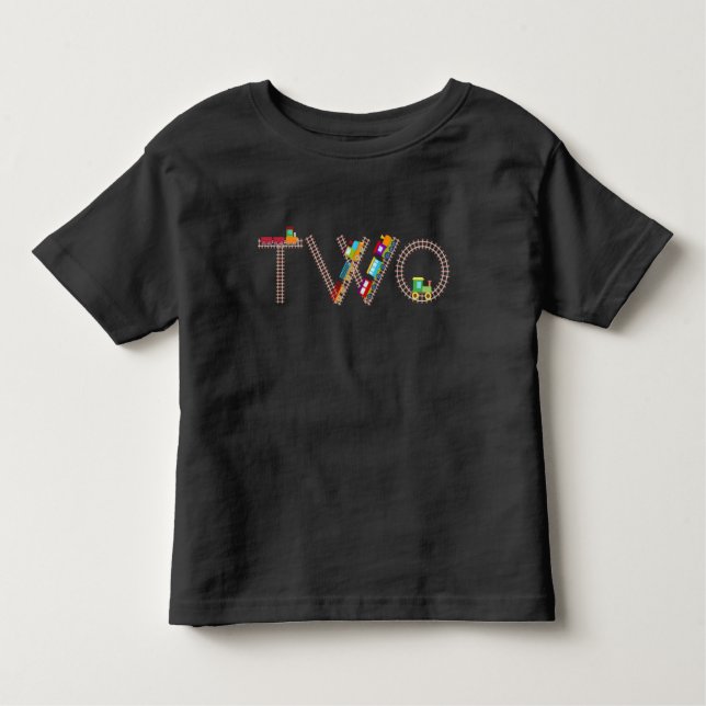 Two 2nd Birthday Train Theme Toddler 2 Year Old Toddler T-Shirt (Front)