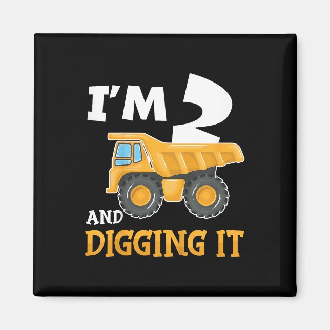 Two 2yr 2th Birthday Construction Boy 2 Years Old  Magnet (Front)