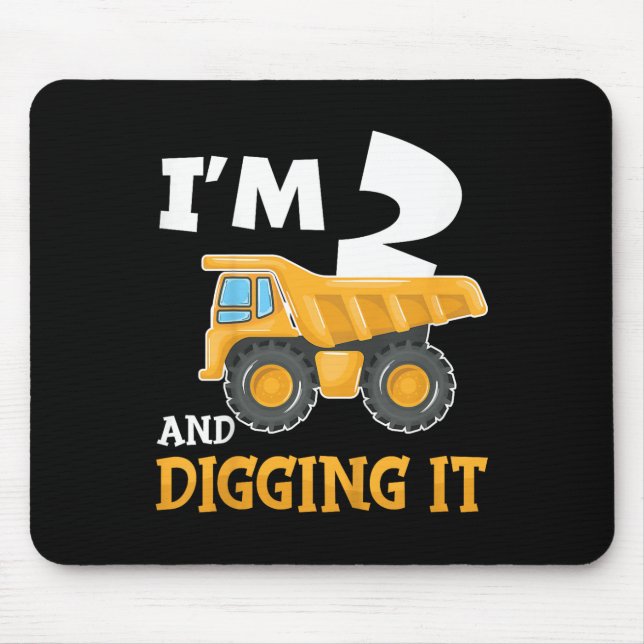 Two 2yr 2th Birthday Construction Boy 2 Years Old  Mouse Pad (Front)