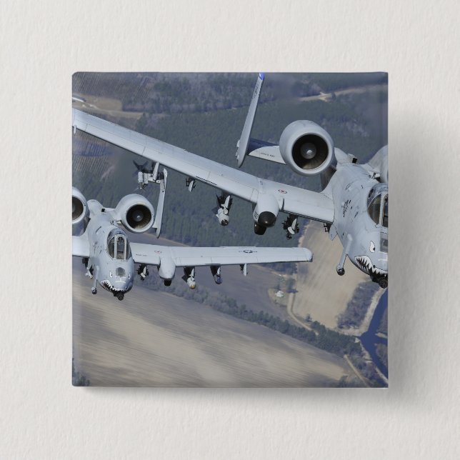 Two A-10C Thunderbolt II aircraft fly in format 15 Cm Square Badge (Front)