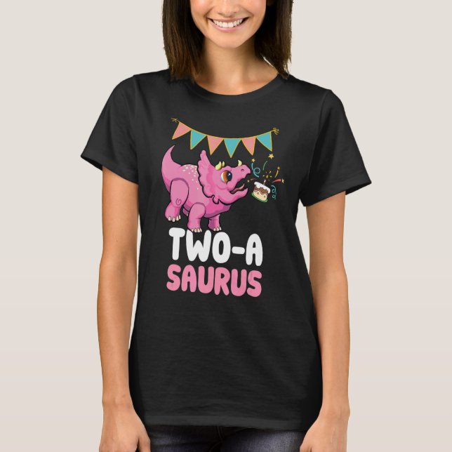 Two A Saurus Dinosaur  Cute Kiddo Triceratops 1 T-Shirt (Front)