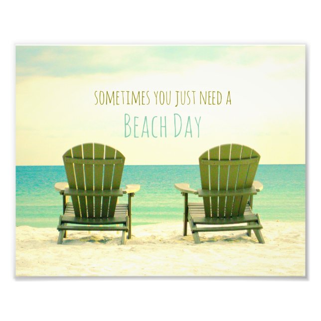 Two Adirondack Chairs on the Beach II Photo Print (Front)