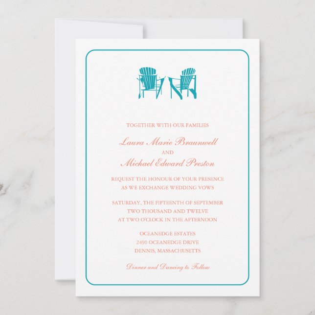 Two Adirondack Chairs Wedding Invitation (Front)