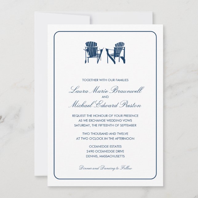 Two Adirondack Chairs Wedding Invitation (Front)