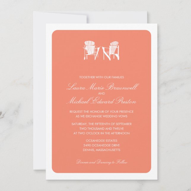 Two Adirondack Chairs Wedding Invitation (Front)