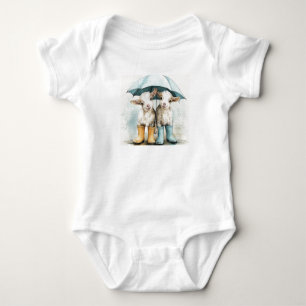 Two Adorable Baby Goats on a Rainy Day Bodysuit