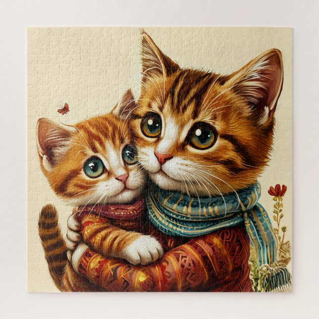 Two Adorable Cats Hugging Jigsaw Puzzle (Vertical)