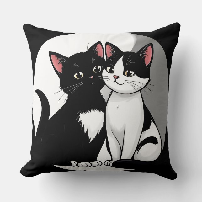 Two Adorable Cats Sitting Together Cushion (Front)