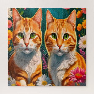 Two adorable ginger tabby cats jigsaw puzzle