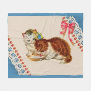 two adorable kittens print fleece blanket