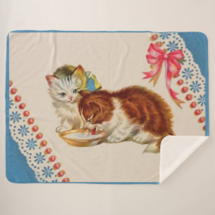 two adorable kittens print sherpa blanket