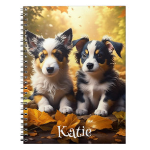 Two Adorable Puppies Personalised Notebook