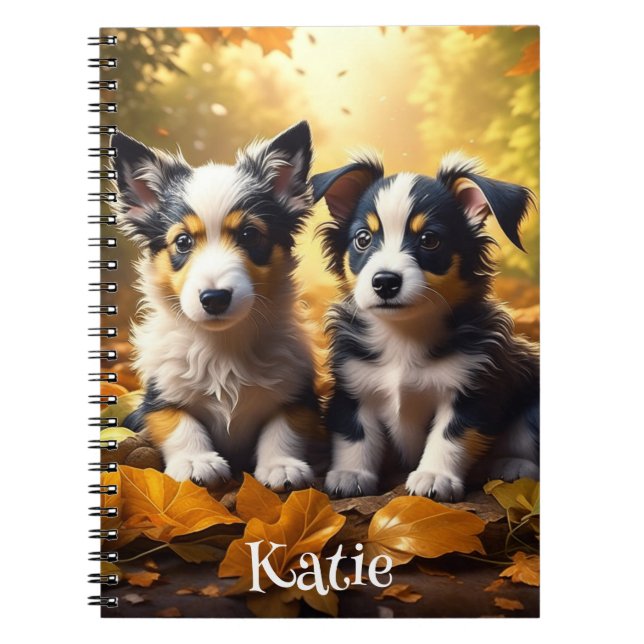 Two Adorable Puppies Personalised Notebook (Front)