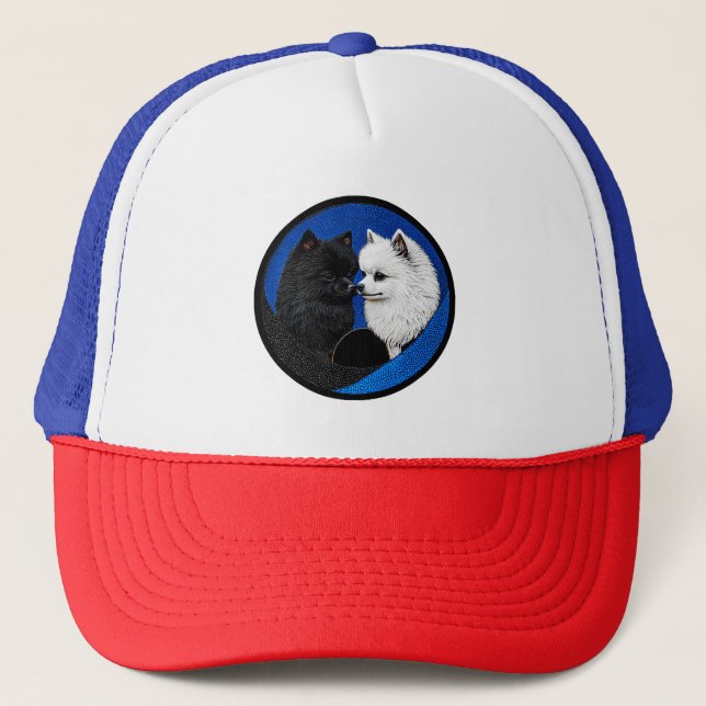 Two adorable spitz dogs trucker hat (Front)