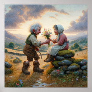 Two Adult Munchkin Characters with Vintage Charm Poster