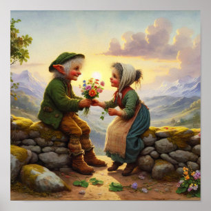 Two Adult Munchkin Characters with Vintage Charm Poster