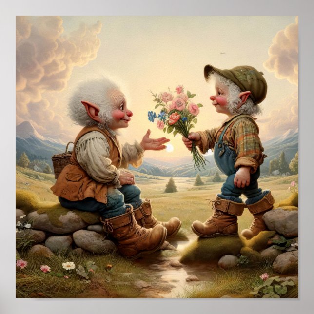 Two Adult Munchkin Characters with Vintage Charm Poster (Front)