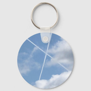 Two Aircraft Trails Make Saltire over Scotland Key Ring