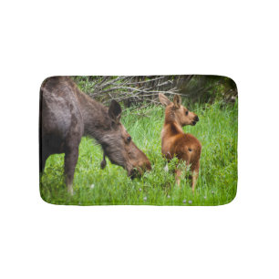 Two Alert Moose Mother And Baby Bath Mat