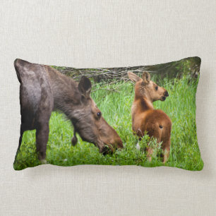 Two Alert Moose Mother And Baby Lumbar Cushion