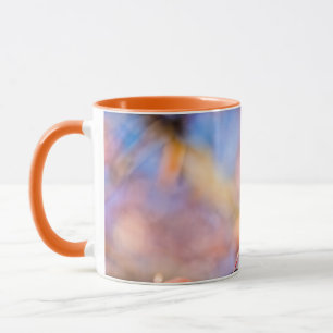 Two Amazing Sakura Flowers. Pink, Blue Background Mug