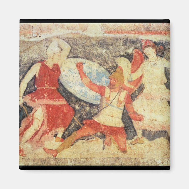 Two Amazons in combat with a Greek Magnet (Front)
