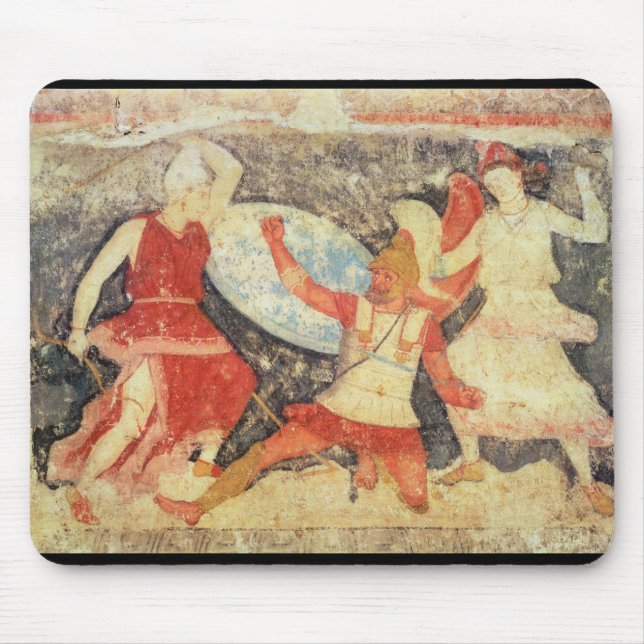 Two Amazons in combat with a Greek Mouse Pad (Front)