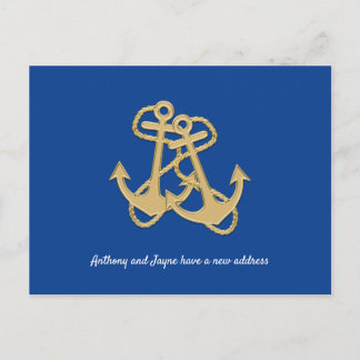 Two Anchors Couples New Address Custom Announcement Postcard