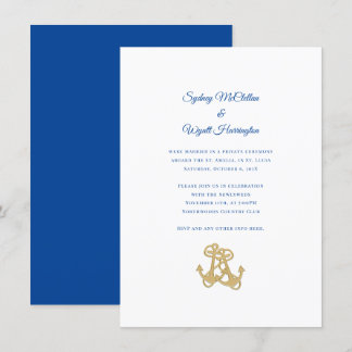 Two Anchors Nautical Private Ceremony Reception Invitation