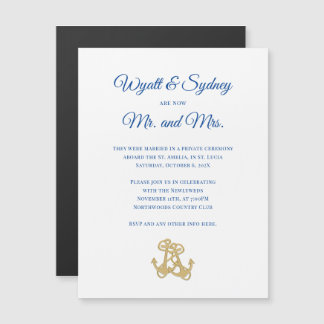 Two Anchors Private Wedding Reception Only Magnetic Invitation