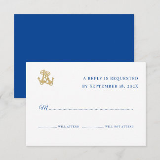Two Anchors White Navy Simple Reply Cards