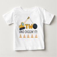 Two and Diggin’ It Construction Birthday T-Shirt
