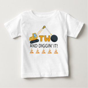 Two and Diggin’ It Construction Birthday T-Shirt