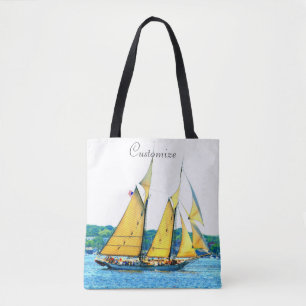 two and three masted maine schooners tote bag