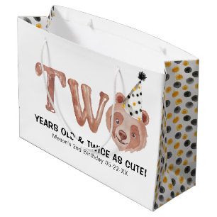 Two and Twice as Cute Bear 2nd Birthday Gift Bag