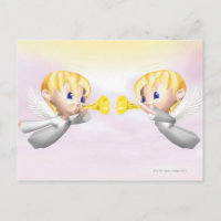 Two angels blowing horns, CG, 3D, Illustration,
