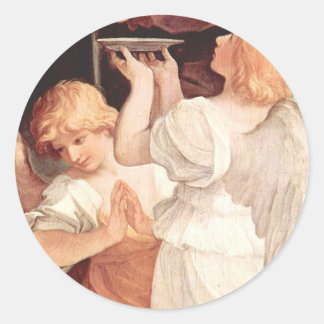 Two Angels, Guido Reni Christian Baroque Fine Art Classic Round Sticker