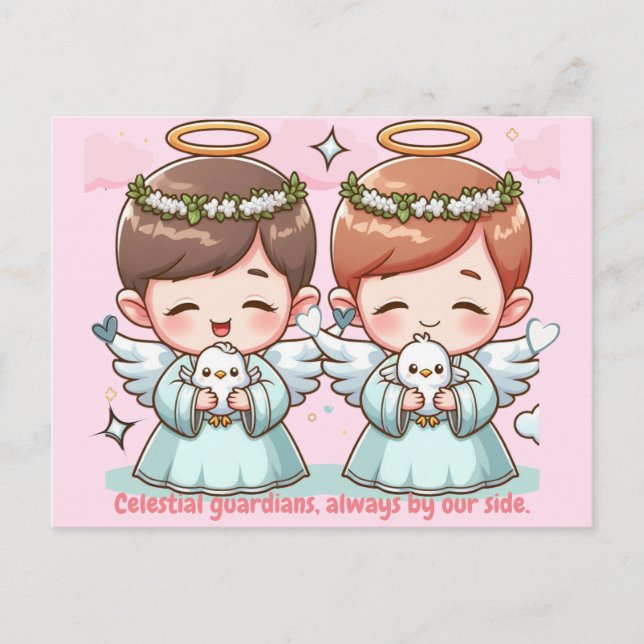 Two angels, heavenly guardians postcard (Front)